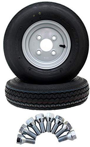 2 Stück Anhänger Deli Reifen Ersatzrad für Stema DDR Komplettrad 4.00-8/4.80-8 4PR 70M Rad inklusive 8x Kegelradschrauben