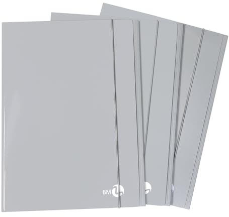 BM BeMore – 0123588 – Dossiers 3 rabats avec élastique – Format A4 – Couverture lourde 700 g/m² – Couverture plastifiée brillante – Lot de 10 pièces – Couleur Business gris clair