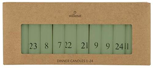 IB Laursen - Adventskerzen - Kalenderkerzen - Stabkerzen 1-24 - Farbe: Grün - 24er Set - Maße (HxØ): 11 x 2,2 cm