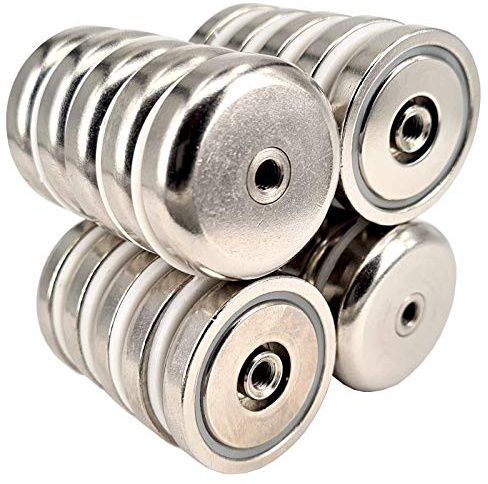 Neodym Magnet mit Gewinde Bohrung - Extra Starke Topfmagnete D 32 mm - 30 KG Zugkraft - Flachgreifer Rund mit M5 Gewindebohrung Innengewinde [20 Stück]