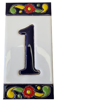 Hausnummern, spanische Keramik, 15 x 7,5 cm, Pfeffer-Design, 1 Stück