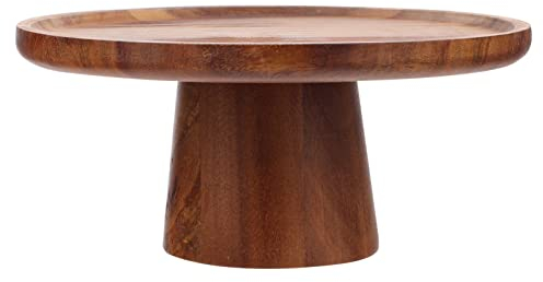 DOITOOL Wooden Cake Stand Rustic Round Cake Cupcake Server Footed Cake Plate Wood Cake Display Stand Dessert Plate for Dessert Fruit Birthday Afternoon Tea Party,20 x 20 x 9 cm