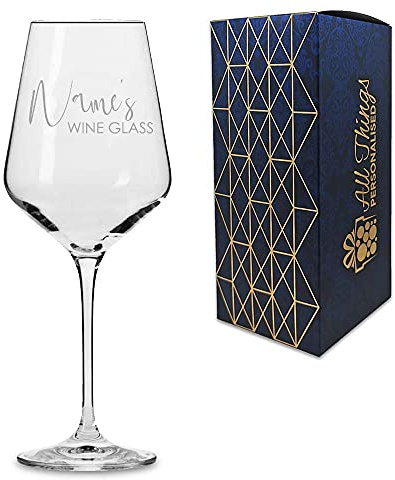 Personalised Engraved Infinity Wine Glass with Scripted Name's Wine Glass Design, Gift Boxed, Personalise with Any Name