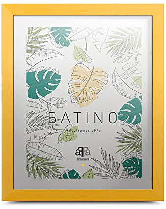 aFFa frames Bilderrahmen 40x50 cm - Holz Fotorahmen Batino mit Acrylglas und HDF Rückwand - Posterrahmen für Fotos Urkunden Kunst Bilder Gelb