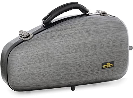 Lechgold Deluxe Koffer für Sopran-Saxophon (gebogen), Verstärkter Handgriff | Lechgold Instrumentenkoffer Deluxe für Sopran-Saxophon (gebogen), Stabiles Kunststoff-Gehäuse, Edler Hochglanz-Carbon-Look