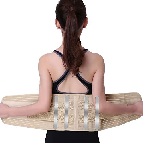 Rückenbandage für Männer und Frauen, atmungsaktiv, Taille, Lendenwirbelsäule, unterer Rücken, Stützgürtel für Ischias, Bandscheibenvorfall, Skoliose, Rückenschmerzlinderung mit zwei verstellbaren