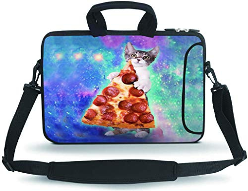 HYUTOTA 14 15 15.4 15.6 inch Messenger Bag Carrying Case Sleeve with Handle Accessory Pocket Fits 14 to 15-Inch Laptops/Notebook/Ebooks/Kids Tablet/Pad(Cute Cat)
