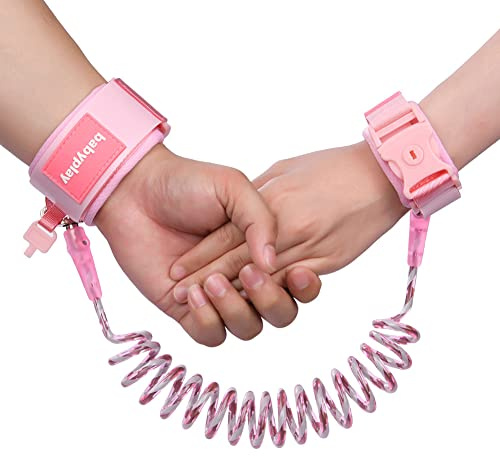 Aomig Säkerhetsarmband för barn, 1,5 m Handledskoppel anti-förlorat armband barn gång handbälte, koppel för barn, barn säkerhetslina, barn koppel handled för barn och småbarn - rosa