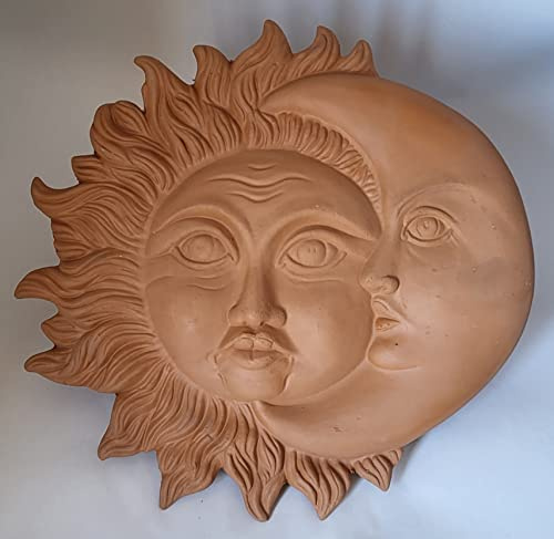 Generico Sole e Luna in Terracotta Fatta a Mano Diametro 34 cm, Made in Italy