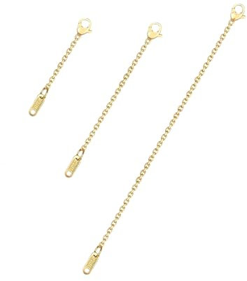 Bonison Necklace Extenders for Women, 18K Gold Plated Adjustable Chain Extension with Lobster Clasp – 3PCS Jewelry Extenders for Necklaces, Bracelets, Anklets, DIY Making (2” 4” 6”)