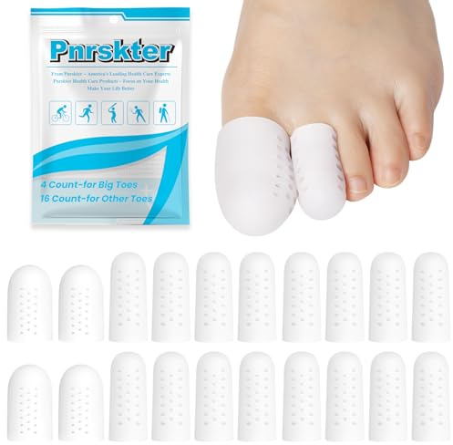 20 Pcs Gel Zehenschutz, Zehenkappen Großer Zeh, Zehenschoner Kleine Zeh, Silikon Zehenpflaster für Blasen, Hühneraugen, Eingewachsene Zehennägel, Schmerzlinderung durch Reibung(4pcs-L, 16pcs-M)