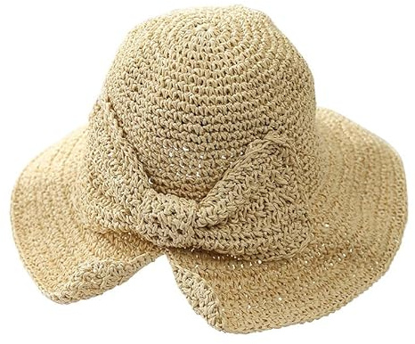 WEIGEER Straw Hat Women Beach Sun Hat Foldable Wide Brim Floppy Summer Hat for Women Strohhut für Damen Weißer Strand-Sonnenhut Faltbar Sun Helmet