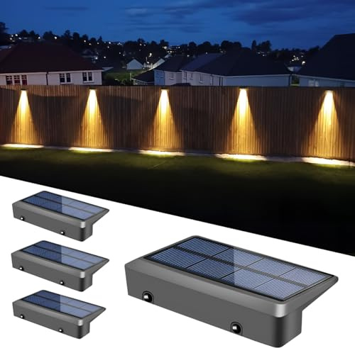 Solarlampen für Außen 4 Stück Solar Wandleuchte aussen IP65 Wasserdicht 2 Leuchtmodi Solar Wandleuchte für Aussen Garten LED Gartenlampen Zaun beleuchtung Balkon Deko Wand Terrasse