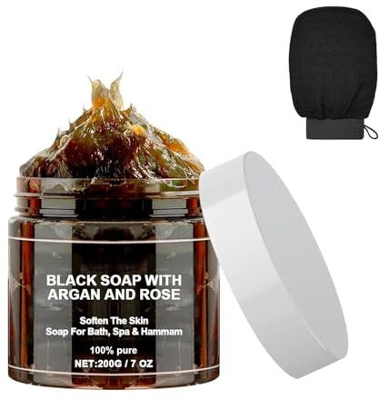 Black Beldi Soap, Moroccan Black Soap, Black Beldi Soap Kessa Glove, Zawina Morocco Black Beldi Soap, Zawina Morocco Body Exfoliator Scrub, Body Cleansers (1PCS)