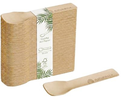 DeinPack 1500 Eislöffel Papier 9,5cm | Umweltfreundlicher Eisportionierer I Biologisch abbaubare Eislöffel I Papierlöffel Einweg I Nachhaltig I Eiscreme Löffel | Dessertlöffel