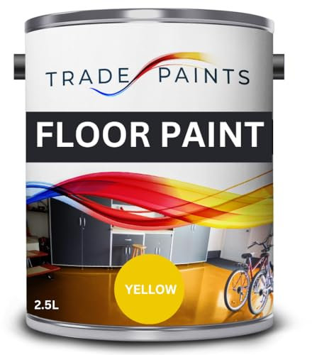 Heavy Duty Quick Dry Floor Paint - Garage, Workshop, Warehouse, Industrial Floor Paint - Ideal For Concrete, Stone, Brick, Wood & Metal (Safety Yellow BS08E51, 2.5 l Pack of 1)