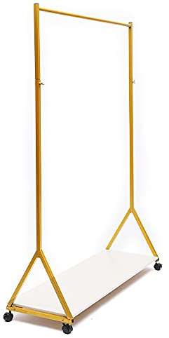 Wiyuer Kleidungsständer Gold Metall Garderobe Kleiderstange Aufhänger Regal Innen Outdoor Kleiderständer Display mit Rollen und Blumen 163x116x40cm