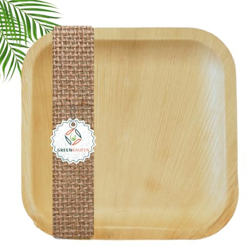 Greenkaufen ansprechende Palmblatt Einwegteller, exquisites und umweltfreundliches Partygeschirr (20, 20cm)