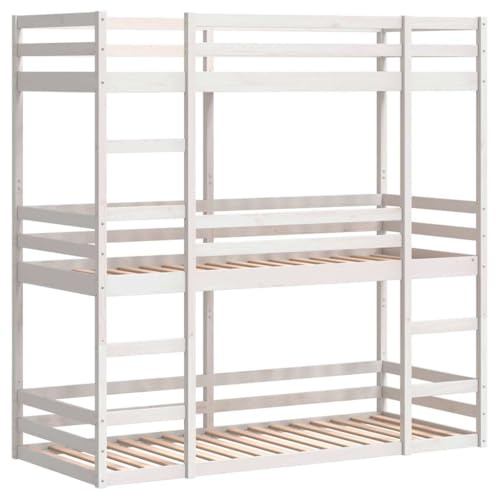 vidaXL Våningssäng 3 våningar vit 90x200 cm massiv furu, trippel våningssäng, loftsäng, 3 vånings våningssäng, trippelsäng, trippel sovplats