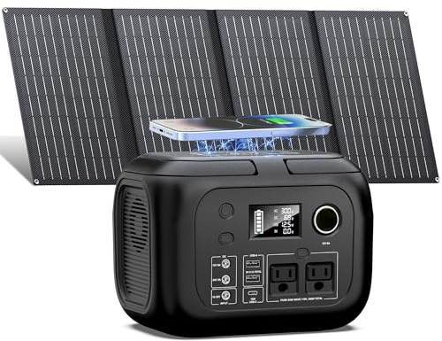 Generatore di energia solare 300 W picco/70400 mAh, 260 Wh stazione di alimentazione portatile con pannelli 40 W, presa CA 110 V per uso domestico/campeggio