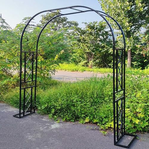 Arche Jardin pour Grimpantes, Arceau à Rosier Grande, Large 140cm 180cm 220cm 260cm 300cm 340cm pergola en Metal, Robuste Arche de Mariage Acier(Black,180cmx230cm)