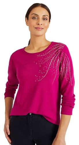 Damart – Suéter de remaches fantasía para mujer, fucsia, 42-44