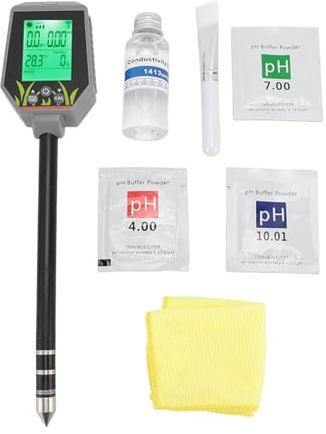 6-in-1-Boden-pH-Messgerät-Set, PH-EC-Licht, Fruchtbarkeit, Luftfeuchtigkeit, Temperatur, Digitaler Bodentester für die Pflanzenpflege Im Garten, Gras, Rasen, Gewächshaus