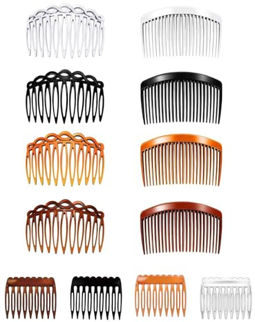 LEEQBCR 12 Stück Französischer Haarkamm, French Side Hair Combs, Steckkamm Haare, mit Zähnen Kunststoff-Seitenhaarzwirn, Haarspangen, für Haarzubehör Frauen und Mädchen
