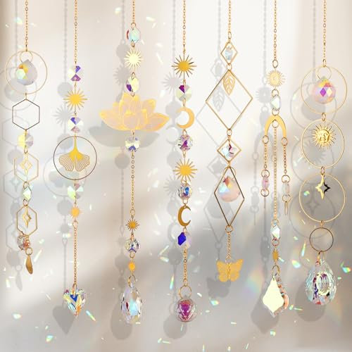 Lot de 7 attrape-soleil, en cristal, à suspendre, pour anniversaire, bricolage, décoration de jardin, maison, mariage