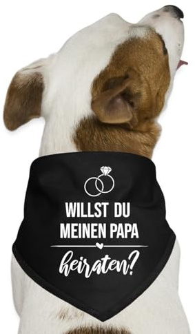 Spreadshirt Willst Du Meinen Papa Heiraten Hochzeit Hund Weiß Hunde-Bandana, One Size, Schwarz