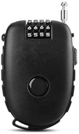 WUSJCOF Lucchetto Speciale, 1 Pezzo, Lucchetto a Combinazione a 4 Cifre, Cavo Metallico Retrattile, Adatto come Lucchetto per Bagagli, Sci, Caschi, Bici, Combinazione, con Codice a Combinazione