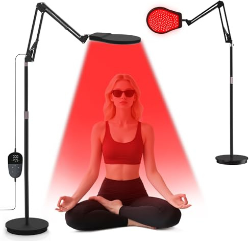 Relhafethy Rotlichtlampe, 660&850&940 Infrarotlampe mit 10/20/30 Minuten & 5 Stufen Helligkeitseinstellung, 150LEDs Red Lights für Haus/Büro Gebrauch