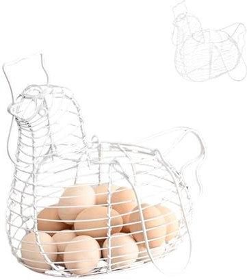 Cesta Porta Huevos, Multifuncional Y Práctica Huevera Alambre, Cesta Para Huevos Gallina Alambre, Cesta De Almacenamiento De Huevos, Huevera Gallina Metal Para Guardar Alimentos Y Huevos (blanco)