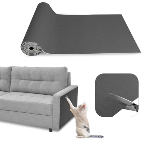 SDLDEER Kratzmatte Selbstklebend, 40cm x 400cm Kratzschutz Sofa Katze Selbstklebend, DIY Trimmbarer Kratzbretter Kratzwand für Schützt Möbel (Dunkelgrau)