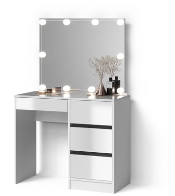 Livinity Schminktisch Imola, Weiß, 90 cm | mit LED Beleuchtung