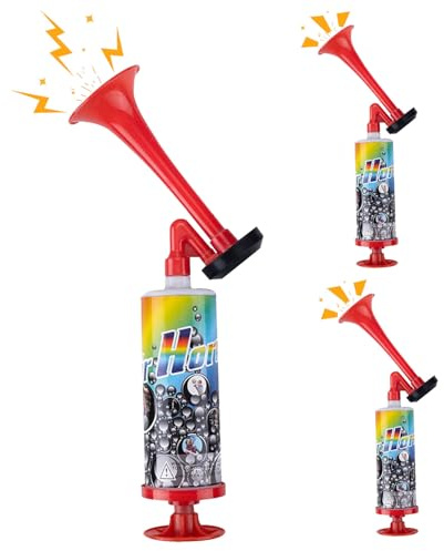 Srvauyea 3 Stück Air Horn, Handheld Luftdruck Fanfare Pumpe, Handgeführte Signalhorn, Manuelle Stadion-Trompete, Druckluftfanfare mit Pumpe, Druckluft Hupe für Fußballfans, Geburtstagsfeiern, Sports