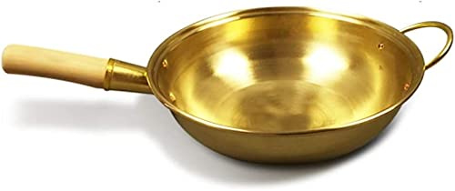 Ren Kopparpanna Kopparkruka Kinesisk Wokpanna Mässingsstekpanna Kokkärl Wok I Koppar Kokkärl,36cm