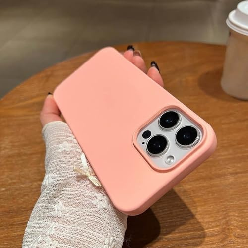 GXZJFC Custodia magnetica in silicone liquido a tinta unita per iPhone 16 Pro Max 14 11 12 13 15 Pro Max, mini cover posteriore con paraurti, rosa, per iPhone 15