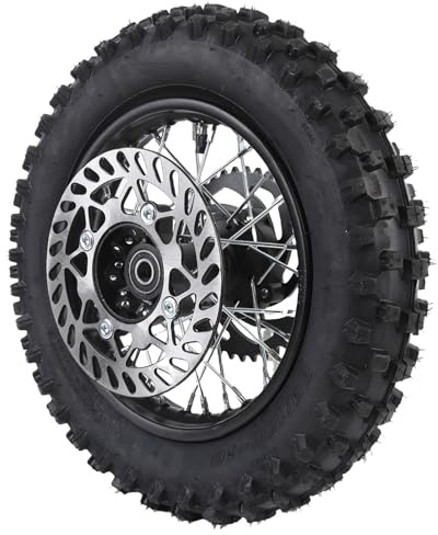 Ausla Assemblage de Pneumatique à Jante Arrière de 10, 80/100-10 3.00-10 Jante Arrière avec Trou D'essieu de 15 Mm, Disque de Frein de 190 Mm, pour Moto Tout-Terrain.