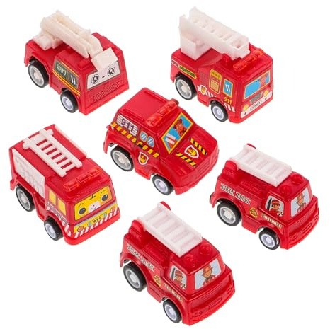 SUPVOX Ensemble de 6 Camions Jouets de Pompiers à Inertie pour Garçon et Filles, Modèle Miniature, Taille Petite, Fonction Poussée Manuelle, Jouet Éducatif pour Garçons et Filles, Jeu