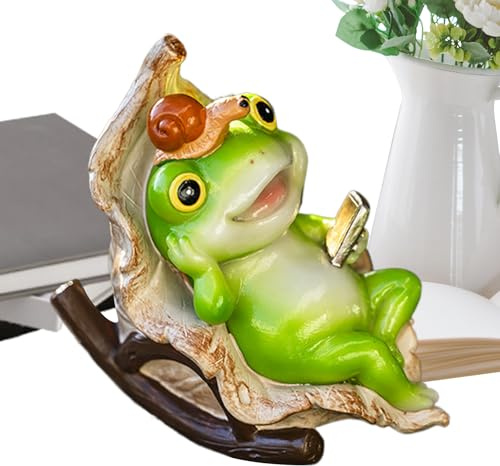 Renchey Statue de Crapaud de Jardin, Décor Extérieur en Statue d'animal, Décor de Jardin et Ornement Animalier pour Patio, Pelouse et Cour