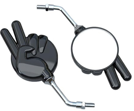 Krmoau Espejo para Motocicletas | 2 Piezas Espejo Retrovisor Moto | Izquierda y Derecha Antideslumbrante Tijeras Gestos Diseño Accesorios Scooter para Dirt Street Bicicleta Eléctrica al Aire Libre