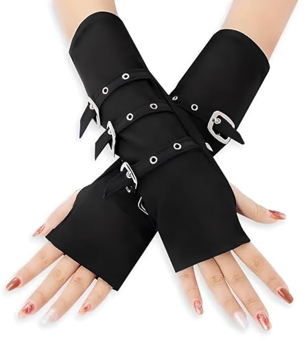 1 Paar Fingerlose Handschuhe, Punkhandschuhe,Hip-Hop-Persönlichkeitshandschuhe, Partykleid-Handschuhe,Goth Arm Ärmel, Armstulpen, für Halloween, Party, Hip Hop, Cosplay, für Damen und Herren