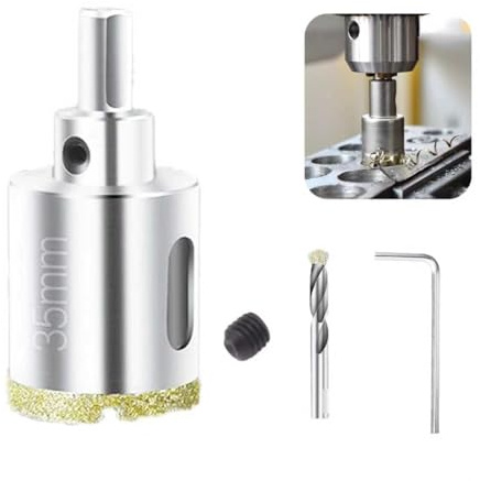 Sierra Perforadora de Diamante de 35mm con Broca de Centro Piloto, Brocas con vástago para Perforar Mármol, Sierra de Corona Diamante, Taladrar en Húmedo en Mármol, Piedra Lujo, Azulejo