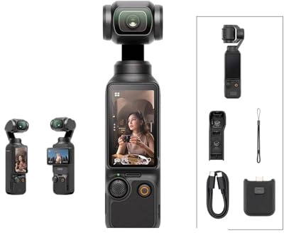 YUNHUOZ Für DJI für Osmo Pocket 3 Vlogging-Kamera mit 1'' CMOS & 4K/120fps Video Gesicht/Objekt 2 Drehbarer Touchscreen Kleine Videokamera(Creator Combo)