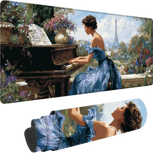 Bleu Tapis de Souris Gamer, Grand Tapis de Souris XXL 1600x800x3 mm, Tour Eiffel Mouse Pad Gaming Accessoire, Caoutchouc Antidérapante Mousepad, Améliore la précision et la Vitesse pour Gamer w-1452