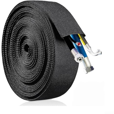 HpLive Leitungsschutzhülle, Hydraulikschlauch Schutzmantel, Zuschneidbar für Kabel und Schläuche, Leichtes Nylon Gewebe, Schwarz(7.5cm)