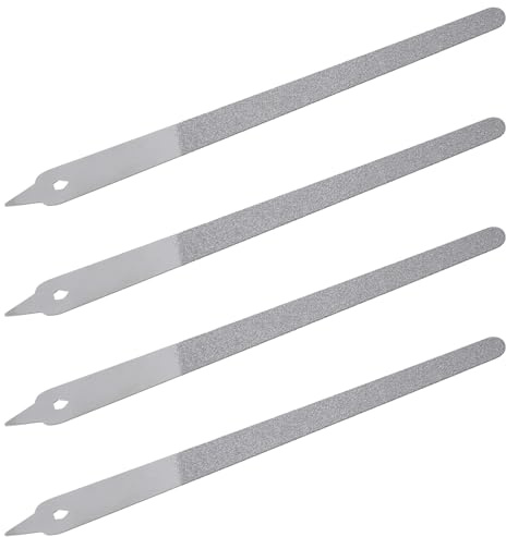 4 Pcs Metal Nail Files for Natural Nails, Double-Sided Diamond Nail File with Pointed Tip Reusable Portable Stainless Steel Nails File for Manicure Pedicure Tools