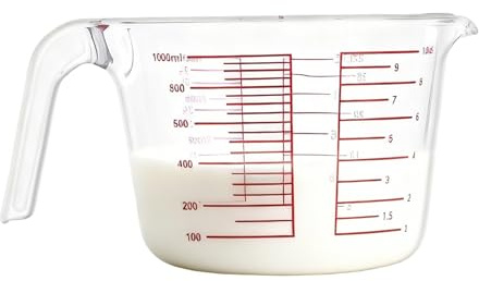Opdestn Taza Medidora De Vidrio | Jarra De Medición Transparente Métrico-Imperial | Vaso Medidor De Cocina | Para Hogar Apartamento Restaurante Comedor Repostería Bebidas Postres Pastelería