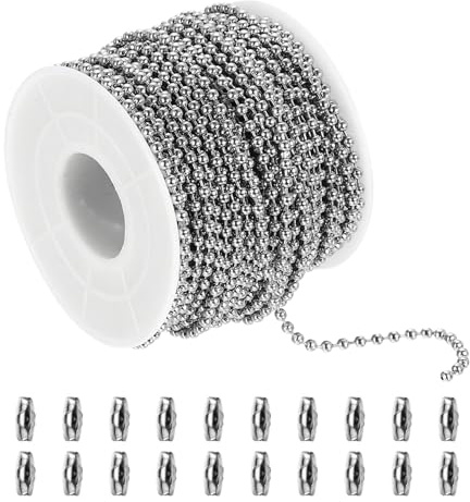 PATIKIL Ball Beads Chains, Stainless Steel Dog Tag Chain Keychain Beaded Extension with Ball Chain Connector